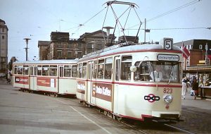 Hauptbahnhof 1974 bremen nabij hbf, lijn 5, 823+923, 030974 (Louis van Huut)